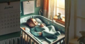 Quand bébé fait ses nuits - illustration d'un nouveau-né dans son berceau sous un calendrier mural